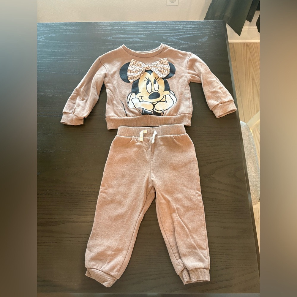 Disney Kids Minnie Mouse Tan Sweatshirt and Joggers Set